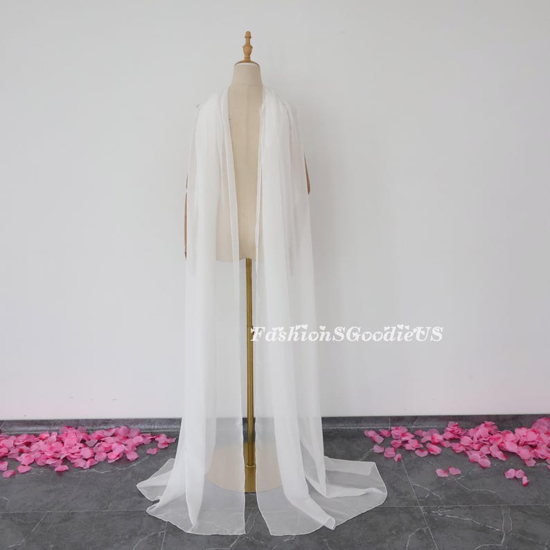 Wedding Shawl,Bridal Cape, Soft Polyester Silk Wedding Scarf, Custom Length/Width Wedding Scarf, Wedding Cover Up, Bridal Wedding Shrug image 7