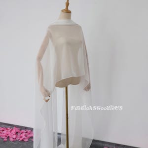 Wedding Shawl,Bridal Cape, Soft Polyester Silk Wedding Scarf, Custom Length/Width Wedding Scarf, Wedding Cover Up, Bridal Wedding Shrug image 5