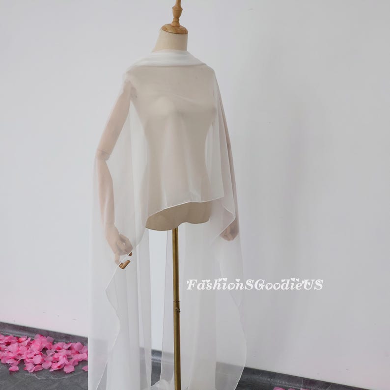 Wedding Shawl,Bridal Cape, Soft Polyester Silk Wedding Scarf, Custom Length/Width Wedding Scarf, Wedding Cover Up, Bridal Wedding Shrug image 5