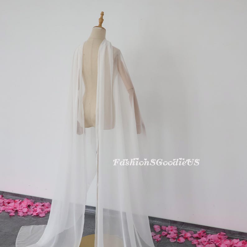 Wedding Shawl,Bridal Cape, Soft Polyester Silk Wedding Scarf, Custom Length/Width Wedding Scarf, Wedding Cover Up, Bridal Wedding Shrug image 4