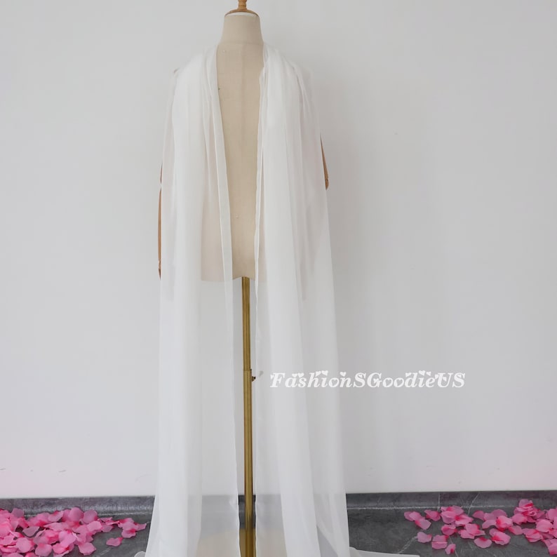 Wedding Shawl,Bridal Cape, Soft Polyester Silk Wedding Scarf, Custom Length/Width Wedding Scarf, Wedding Cover Up, Bridal Wedding Shrug image 8