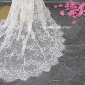 Gothic Black Lace Wedding Veil, Full Lace Mantilla Veil, Soft Lace Mantilla Wedding Veil, Vintage Full Lace Bridal Veil, Lace Edge Veil image 5