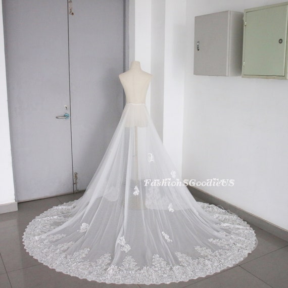 lace attachment to dress Detachable Wedding Dress Train, Elegant Lace Bridal Train, Removable Lace Overskirt, Wedding Attached Train, Wedding Dress Train