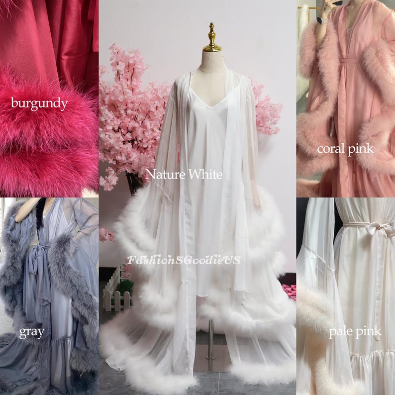 Various Event Robe Feathers Wedding Robe, Wedding Morning Robe, Bridal Outfit, Bride ...