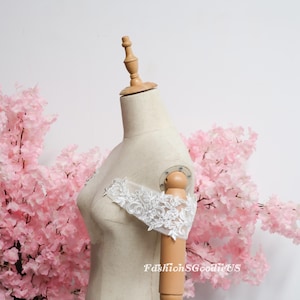 Removable Bridal Sleeves, Flower Lace Detachable Wedding Dress Straps, Off-Shoulder Sleeves
