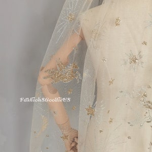 Sparkling Pegasus Wedding Veil Gold Starry Wedding Veil, Shinny Bridal Veil, Glitter One Layer Veil for Bride,  Custom Length Bridal Veil