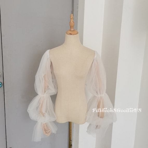Plain Tulle Long Sleeves, Dreamy Wedding Sleeves, Puff Tulle Wedding Sleeves, Detachable Sleeves, Removable Sleeves for Wedding Dress