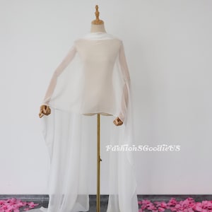 Wedding Shawl,Bridal Cape, Soft Polyester Silk Wedding Scarf, Custom Length/Width Wedding Scarf, Wedding Cover Up, Bridal Wedding Shrug image 2