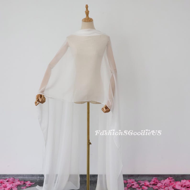 Wedding Shawl,Bridal Cape, Soft Polyester Silk Wedding Scarf, Custom Length/Width Wedding Scarf, Wedding Cover Up, Bridal Wedding Shrug image 2