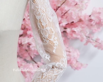 Manches amovibles en dentelle douce ivoire clair/noir, manches de mariage élégantes avec fleurs