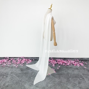 Unique Triangle Bottom Edge Neck Scarf, Wedding Chiffon Scarf, Bridal Neck Scarf, Wedding Veil Scarf, Chiffon Shawl Wrap, Special Cut Scarf