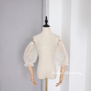 Custom Color Detachable Tulle Sleeves, Puff Wedding Sleeves, Detachable Sleeves, Removable Sleeves for Wedding Dress, Dreamy Wedding Sleeves