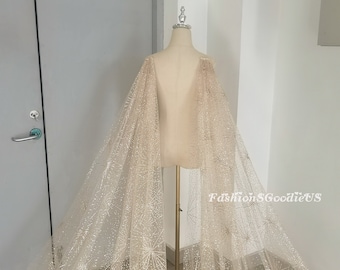 Gorgeous Gold Fireworks Wedding Wings, Starry Wings, Shoulder Veil, Special Design Cape Veil, Cape Veil, Two Pieces Veil, Detachable Wings