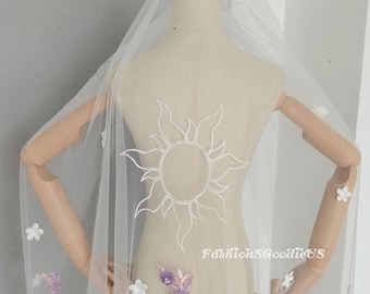 Personalized Veil Embroidery, Add Custom Pattern/Wording to Your Veil, Custom Embroidered Pattern, Embroidered Tangled Sun