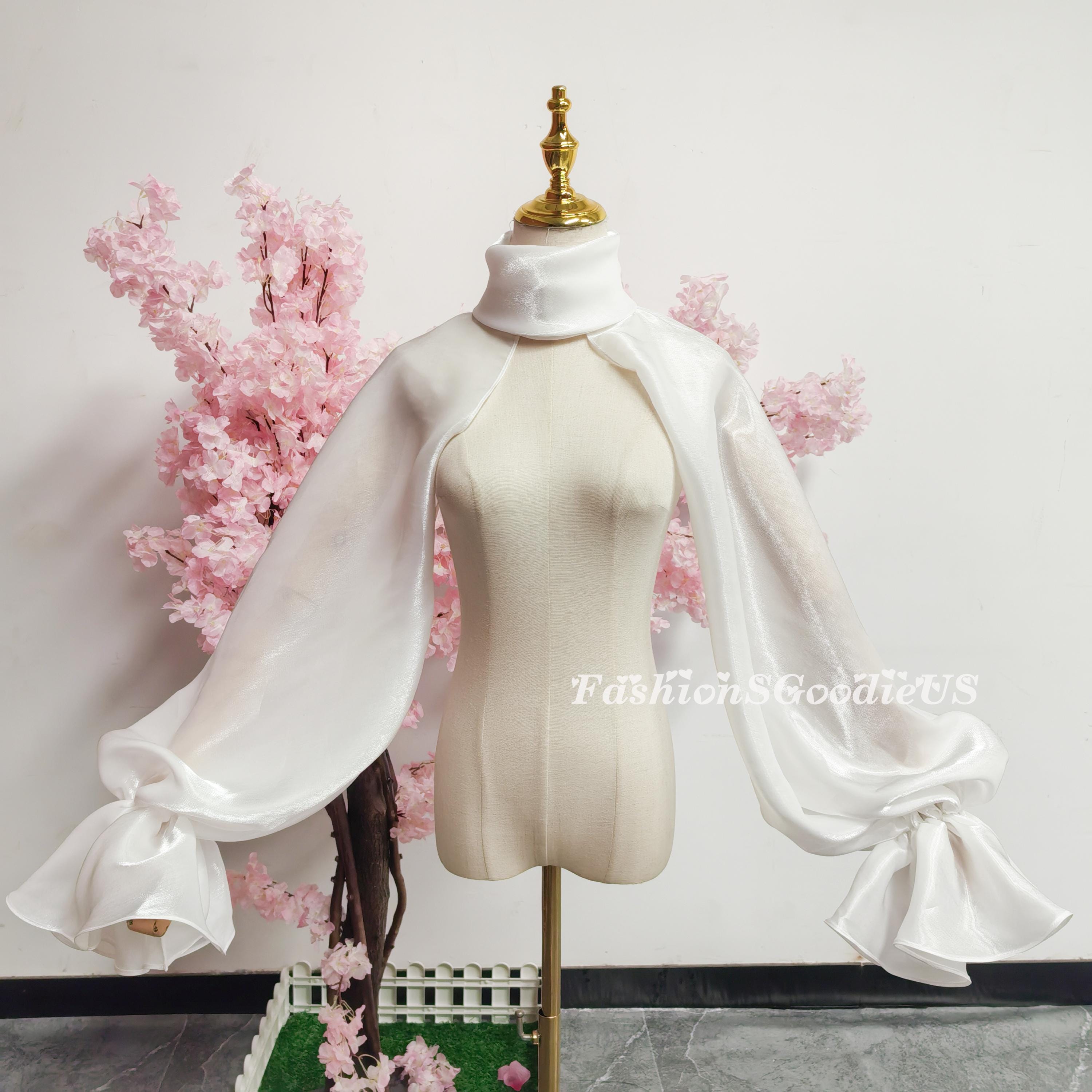 Dreamy Puff Sleeves Wedding Boleros, Shinny Organza Bridal Jacket