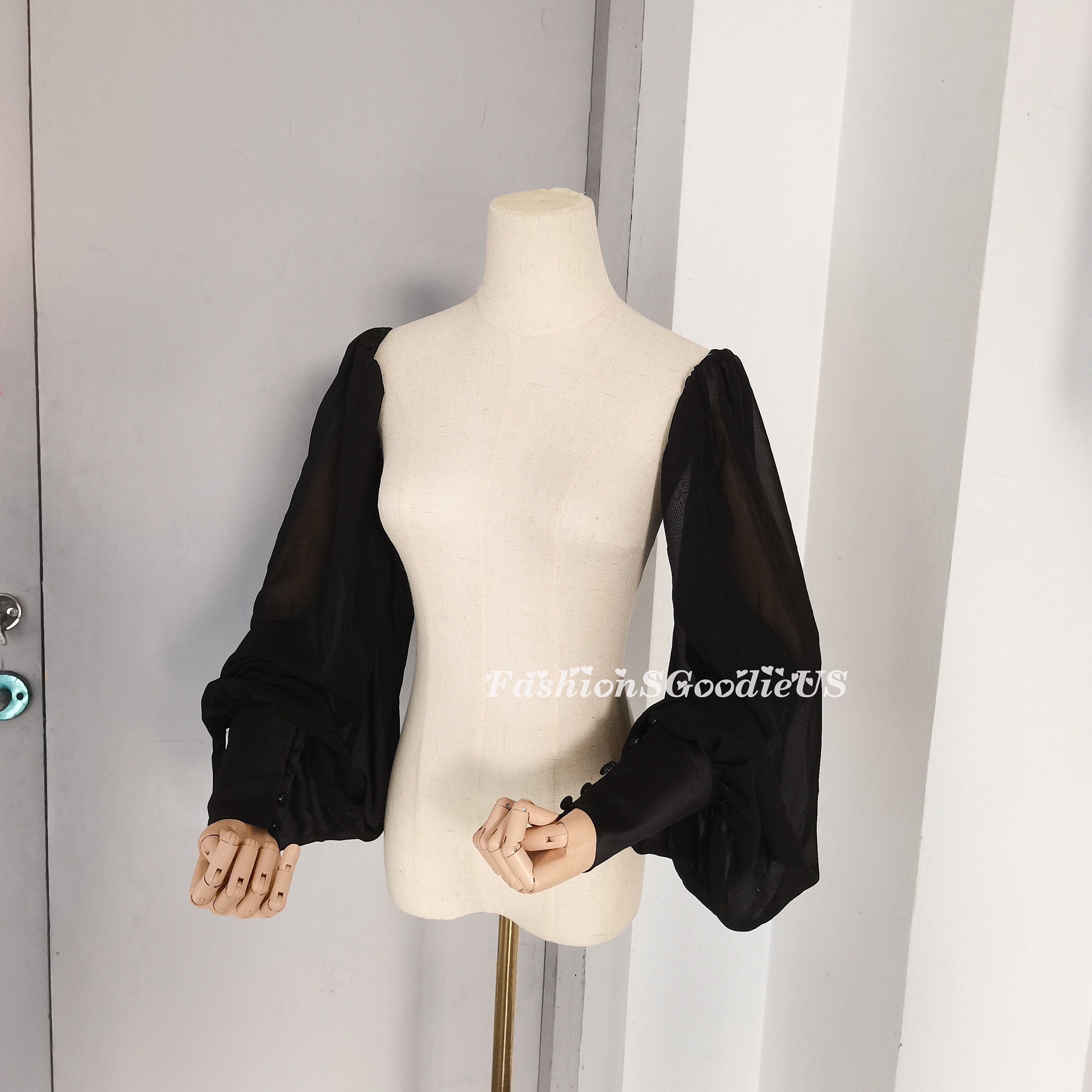 New Design Black Chiffon Long Sleeves, Chiffon Bridal