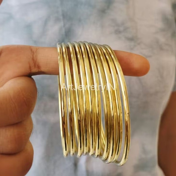 7 Set Of Bangles, 18k Gold Filled Bangles, 7 Set of bangles, Brass Bangle, Gold Filled Brass Bracelet, Stackable bangle bracelets for women