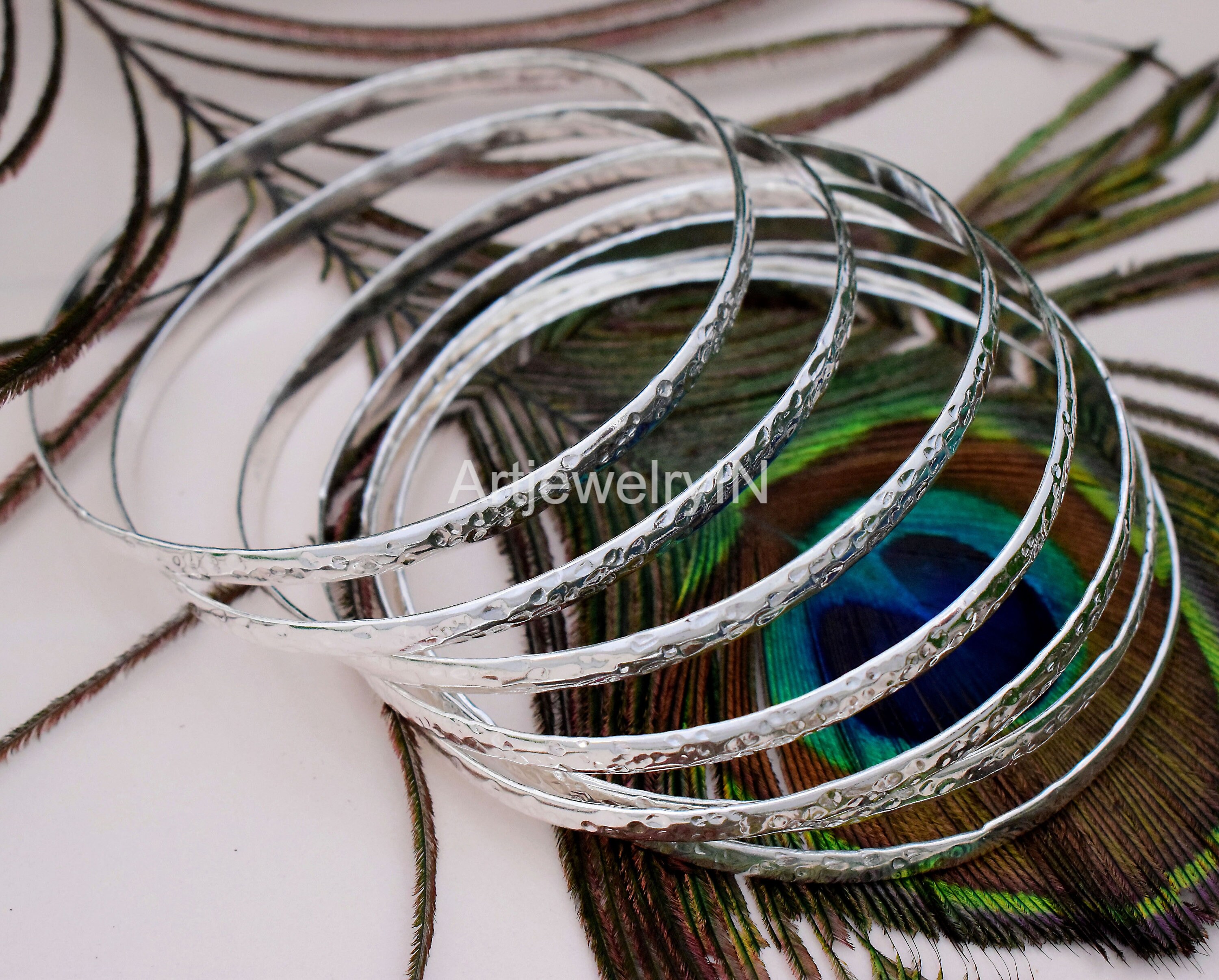 7 Pcs. Set of Bangles Handmade Sterling Silver Bangle Pure