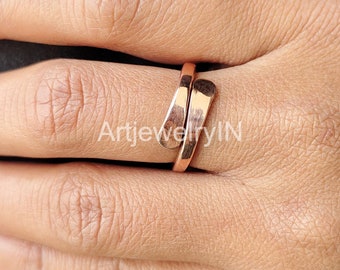Adjustable Copper Band Ring, Boho Style