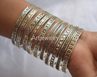 Oxidized Sterling Silver Bangle: Handmade Stacking Bracelet