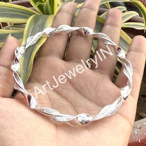 Solid Silver Bangle Thick Handmade Bangle Twisted Silver Bangle Stacking Bangle Simple Bracelet Chunky Twisted bangle For Woman Gift For Him