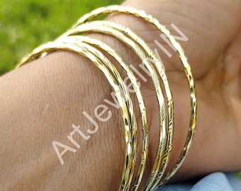 Set di bracciali in ottone fatti a mano: bracciali minimalisti impilabili