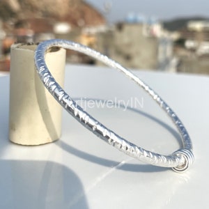 Handmade 925 Silver Bangle: Thick Stacking Bangle, Very Heavy Silver Link Bangle,  Silver Boho Bangle, Gift For Her, Woman&#39;s For Bangle,