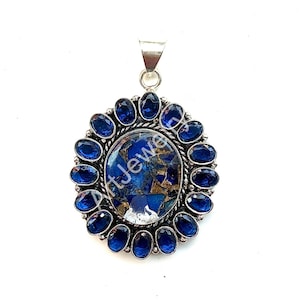Ciondolo in argento sterling 925 con pietra preziosa di sodalite, collana fatta a mano, ciondolo in argento con sodalite, gioielli da regalo per le donne