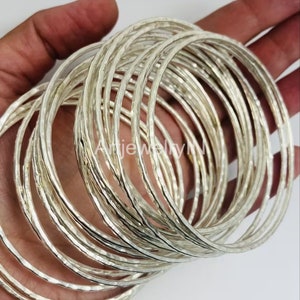 Set of 7 Sterling Silver bangles, Stacking bangles, Bangles For Women, Hammered bangles, 7 day bangles Stackable bangles, Boho bangles