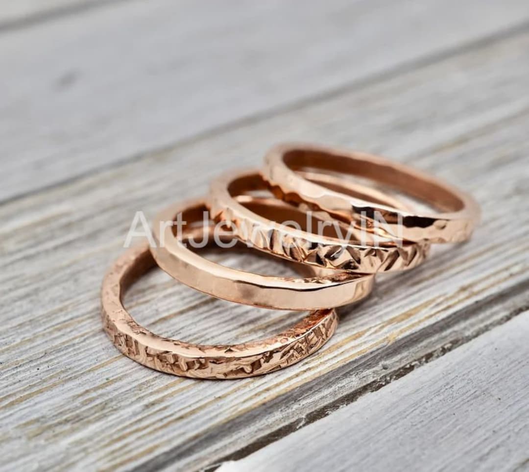 Women's Copper Rings Set of 4 Copper Rings, Handmade Copper Jewelry, Copper Ring, Women ...