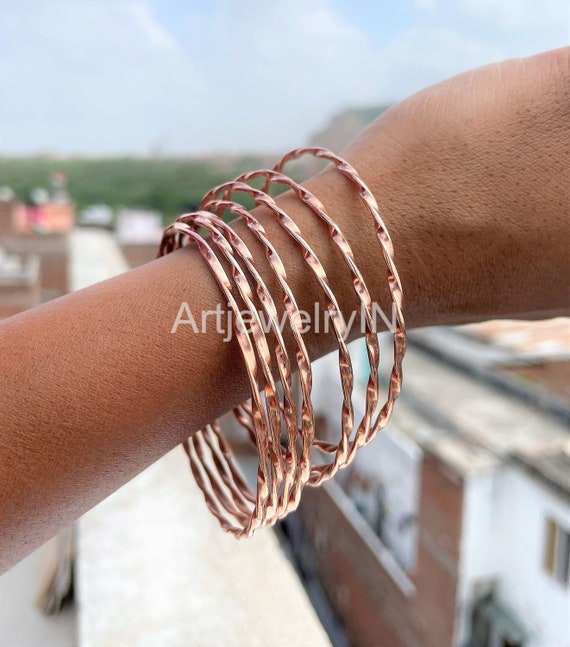 Pure Copper Bangles Copper Jewelry Twisted Copper Bangles Wholesale Jewelry Stacking Bangles Copper Bangles 7 Set of Bangles Etsy UK