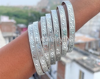 Ensemble de bracelets joncs en argent sterling : joncs martelés empilables, bijoux minimalistes