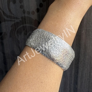 Solid Silver Cuff Bracelet Wide Bangle Chunky Cuff Bracelet Adjustable Bracelet For Woman Open Cuff Bracelet Anniversary Gift Wedding Gift