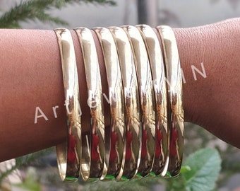 Set van 7 massief koperen armbanden: handgemaakte minimalistische sieraden