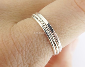 Handmade Sterling Silver Stacking Ring Set, Textured & Beaded Rings