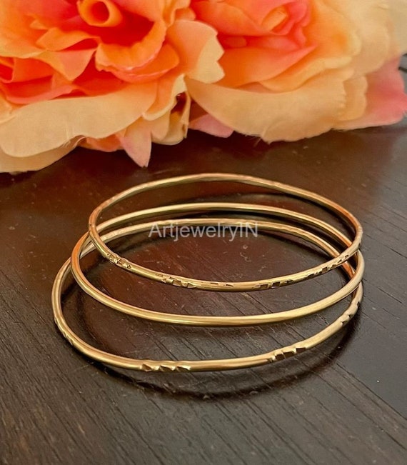 3 Set of Bangles, Brass Bangles, 18K Gold Bracelet, Bangle
