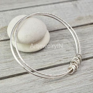 Sterling Silver Bangle Silver circles bangle | Multi-link sterling silver stacking bangle | Silver bangle | Handmade jewelry | Gift for her