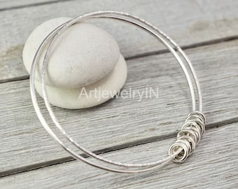 Sterling Silver Circle Bangle: Handmade Minimalist Stacking Jewelry