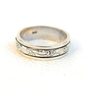 Handmade Sterling Silver Flower Spinner Ring: Anxiety Fidget Ring