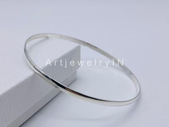 魅力の Round Silver Sterling 925 Bangle Bangle Silver Plain Women | アクセサリー