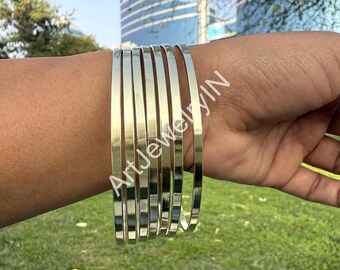 Conjunto de 7 pulseras gruesas apilables de latón macizo hechas a mano