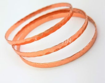 3 Day bangles, Solid Copper bangle, Pure Copper handmade bangles, Hammered bangles Set of 3 bangles, free UK delivery Wedding Gift