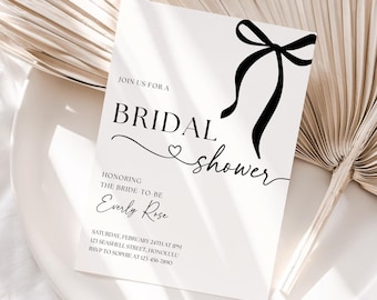 She&#39;s Tying The Knot Bridal Shower Invitation Black Bow Bridal Shower Invite Ribbon Bridal Shower Invite Coquette Bridal Shower Canva, 104