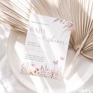 Butterfly Baby Shower Invitation Wildflower Butterfly Invitation Floral Butterfly Garden Baby Shower Butterfly Kisses Baby Wishes Canva, 106