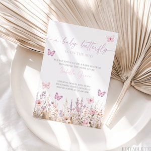 Butterfly Baby Shower Invitation Wildflower Butterfly Invitation Floral Butterfly Garden Baby Shower Butterfly Kisses Baby Wishes Canva, 106