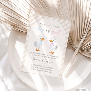Duck Gender Reveal Invitation Waddle It Be Invitation Duck Gender Reveal Invite Duck Hunting Gender Reveal Boy Or Girl He Or She Canva, 087