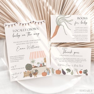 EDITABLE Locally Grown Baby Shower Invitation Farmers Market Baby Shower Invite Organic Baby Couple Shower Canva Template Country Baby, 028
