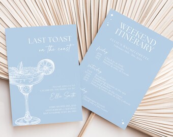 Coastal Bachelorette Invitation Itinerary Last Toast On The Coast Bachelorette Invitation Beach Bachelorette Coastal Hens Weekend Canva, 098