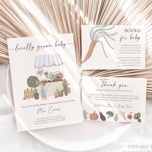 EDITABLE Locally Grown Baby Shower Invitation Farmers Market Baby Shower Invite Organic Baby Couple Shower Canva Template Country Baby, 028