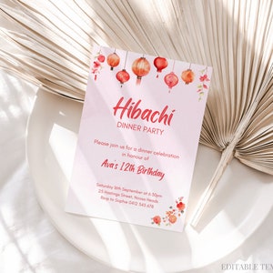 Invitación Hibachi Cumpleaños Hibachi Fiesta Hibachi Cena Hibachi Invitación Hibachi Restaurante japonés Invitación Teppanyaki Canva, 056